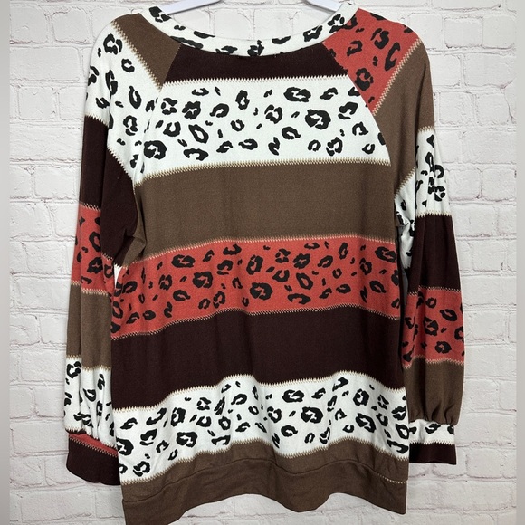 Sweet Lovely By Jen multi color pattern long sleeve blouse sz L GUC - Picture 4 of 4
